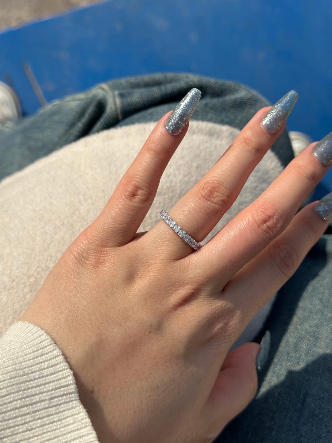 Customer photo review of Louily Elegant Half Radiant Cut Women's Wedding Band