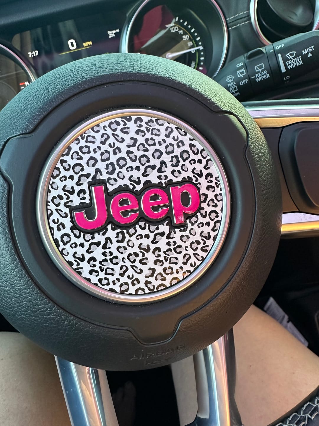 Customer photo review of Animal Print Steering Wheel Decal for Jeep
