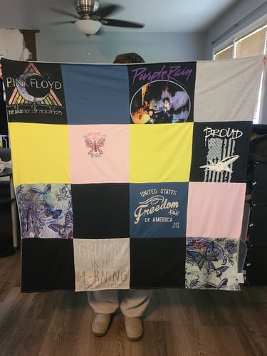 T-shirt quilt with music, art themes by Brittanie  from IN