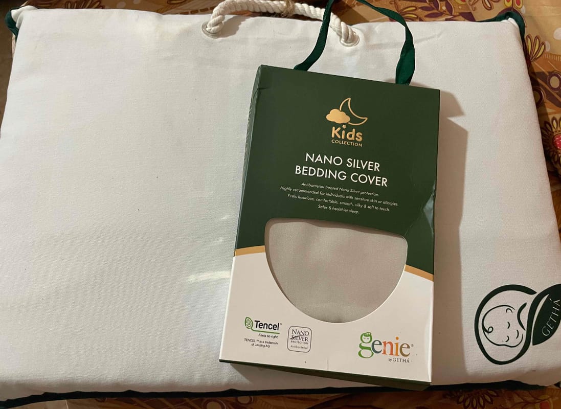 Customer photo review of Getha Sleepy Kids Latex Pillow Case - Tencel Nano Silver Fabric