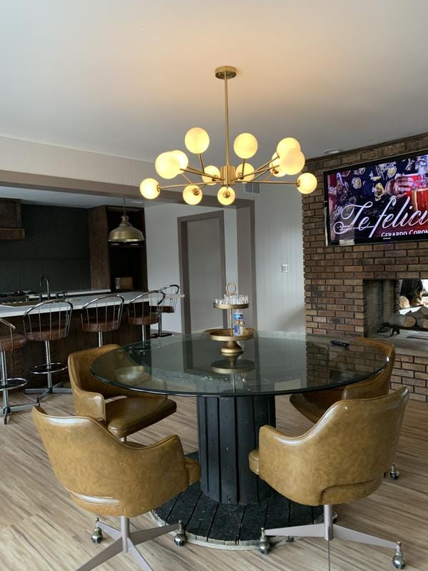 Customer photo review of 15-Light Modern Sputnik Silhouette Opal Globes Bubble Chandelier