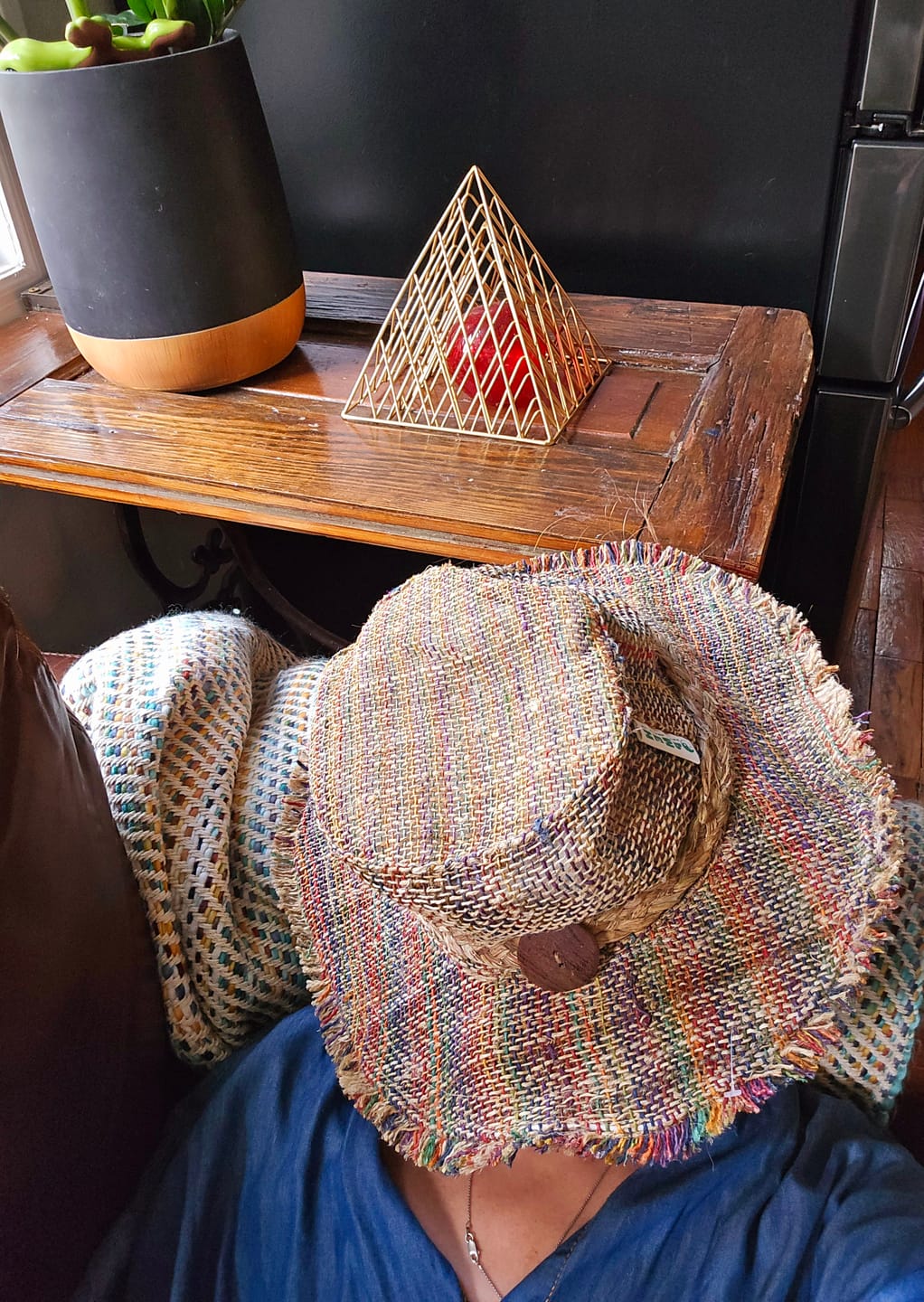 Customer photo review of Rainbow Woven Hemp Hat