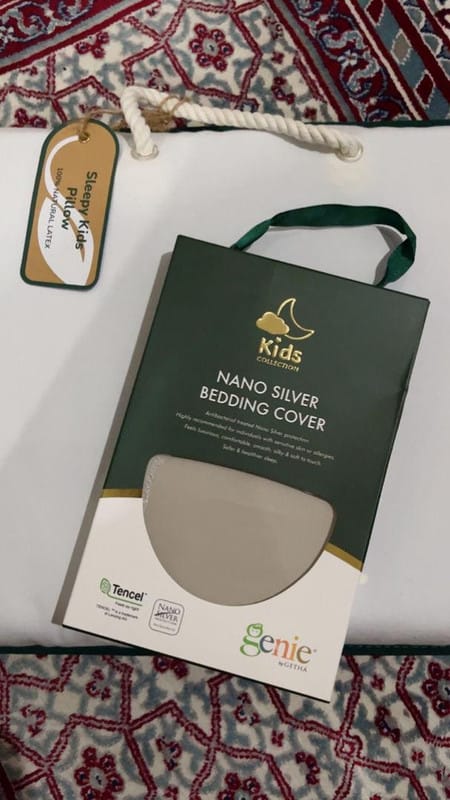 Customer photo review of Getha Sleepy Kids Latex Pillow Case - Tencel Nano Silver Fabric