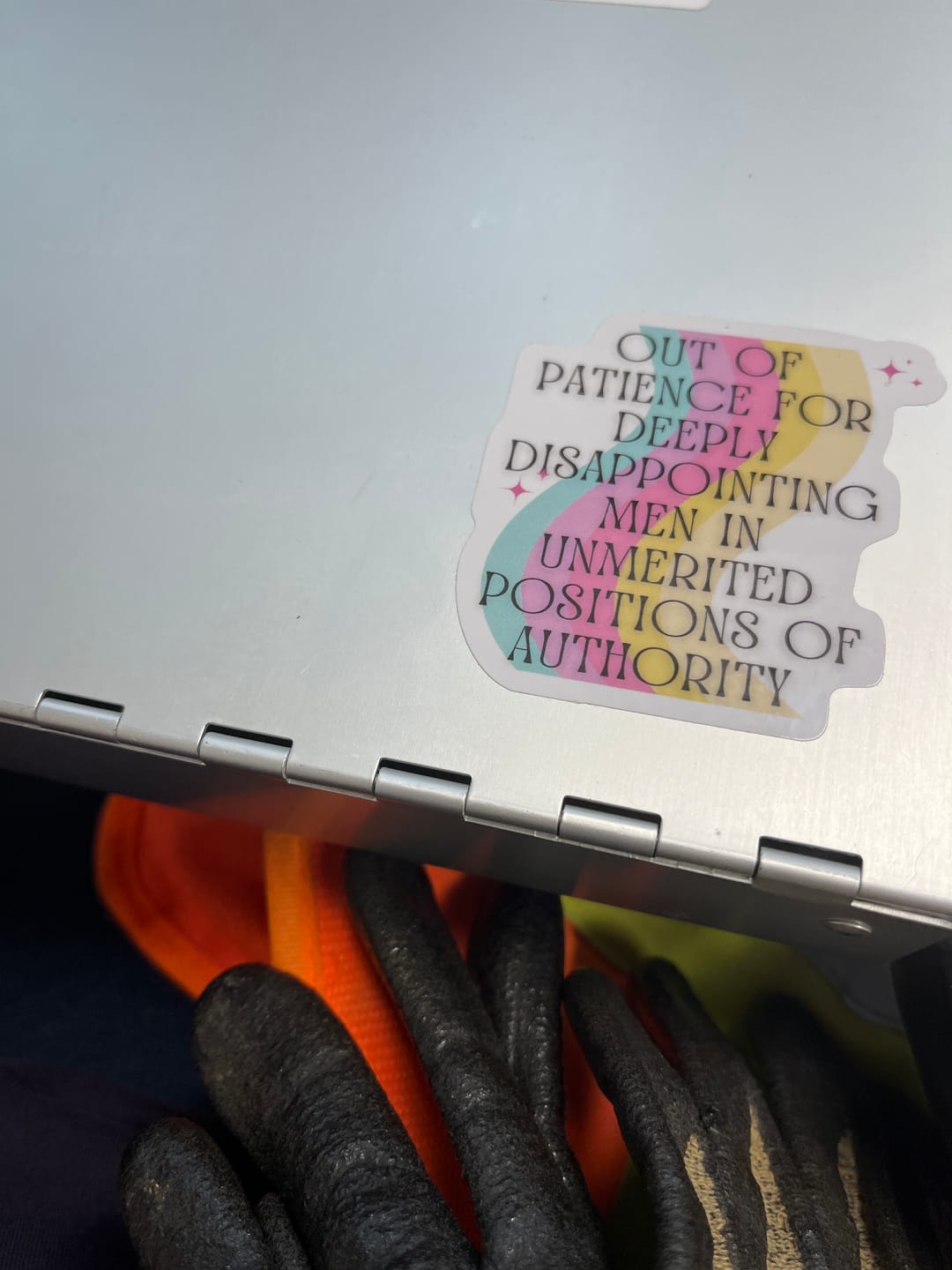 Customer photo review of Out Of Patience For Deeply Disappointing Men Sticker