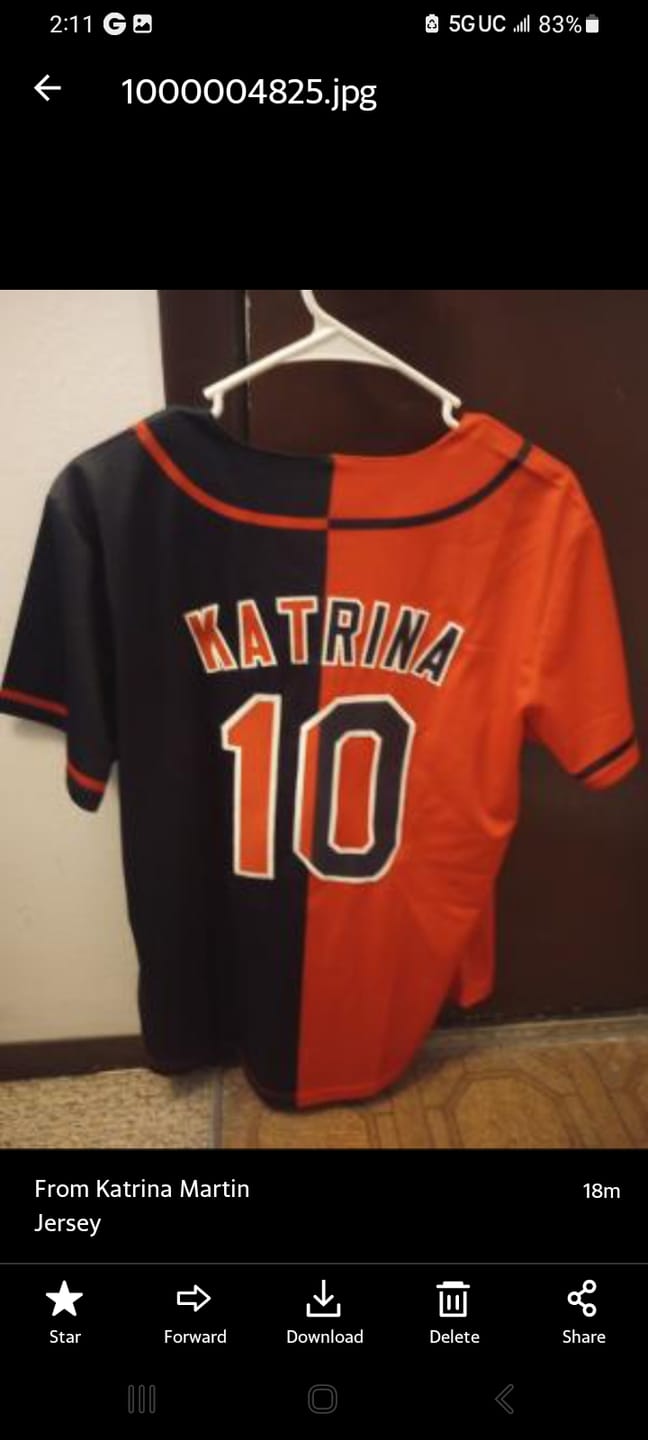 Customer photo review of Custom Black Red-White Hook Split Fashion Authentic Baseball Jersey