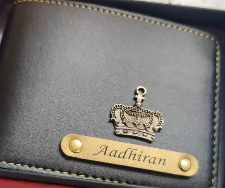 Customer photo review of Personalized Men's Wallet With Name & Charm