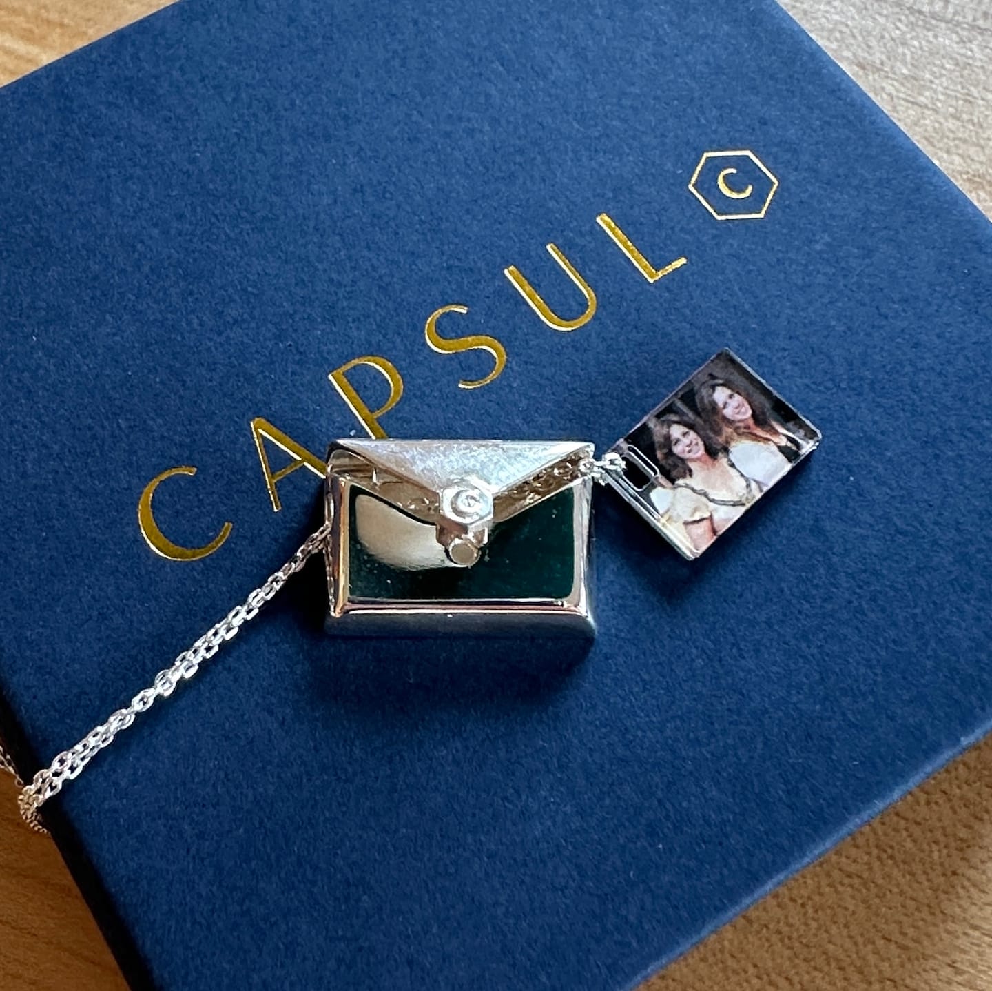 Customer photo review of Custom Photo Envelope Locket Necklace