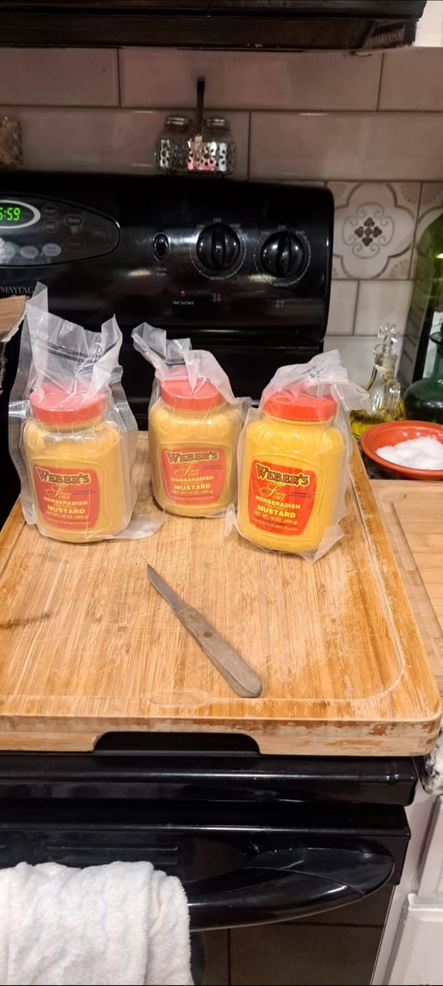 Customer photo review of Weber's Brand Horseradish Mustard - 16 OZ 12 Pack