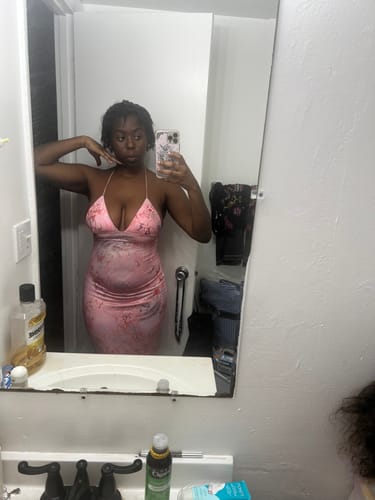 Customer photo review of Butterfly applique backless v neck maxi dress