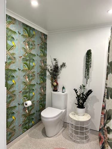 Customer photo review of Akello - Tropical Art Deco Wallpaper - Turquoise
