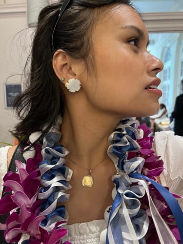 Customer photo review of Dainty Gumamela Mother of Pearl Earrings