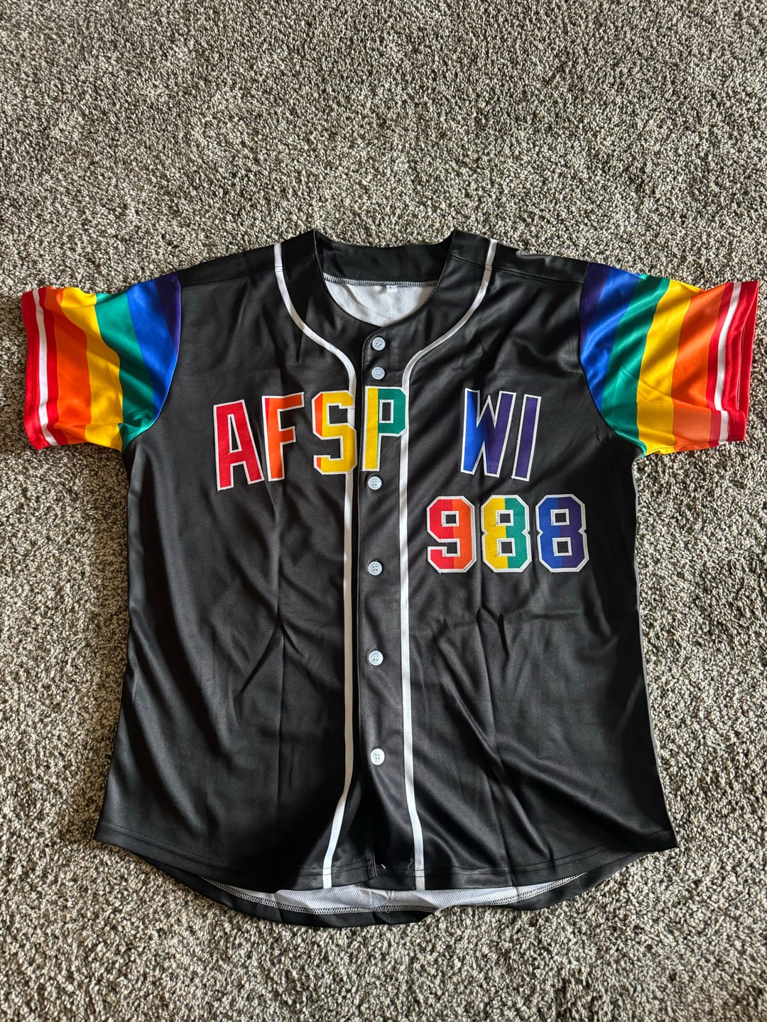 Customer photo review of Custom Black LGBT Rainbow For Pride Month Raglan Sleeves Authentic Baseball Jersey