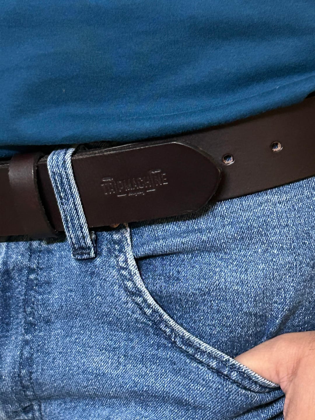 Customer photo review of belt - tobacco brown single pin