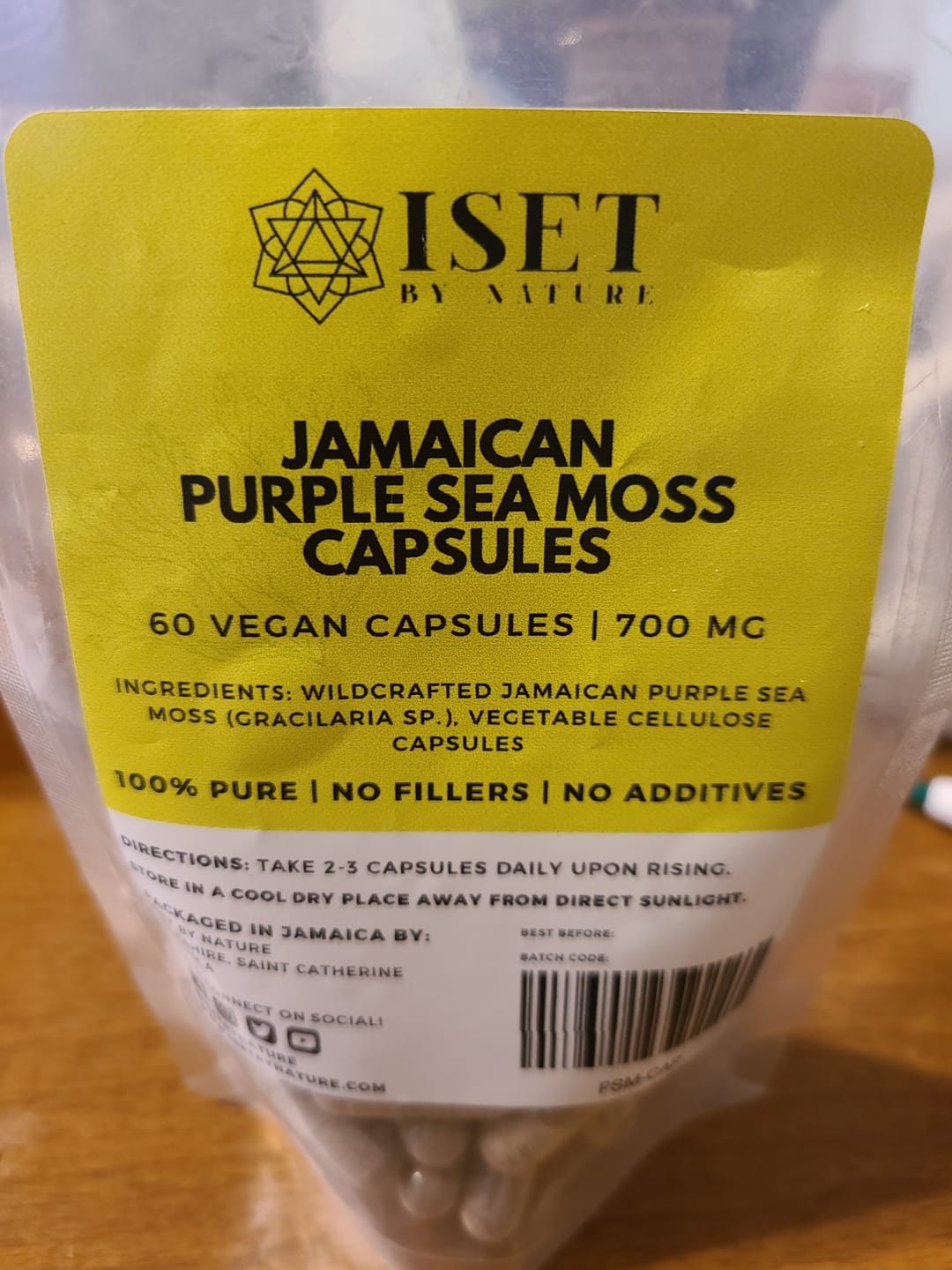 Customer photo review of Jamaican Purple Sea Moss Capsules | 700 mg | 100% Pure | No Fillers | 60 Vegan Capsules