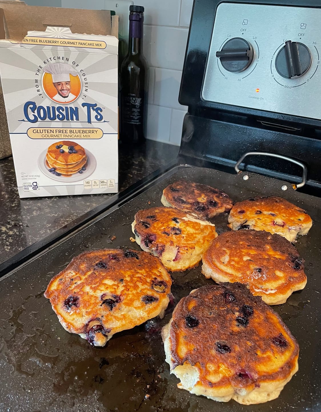 Customer photo review of Cousin T's Gourmet Gluten Free Blueberry Pancake Mix