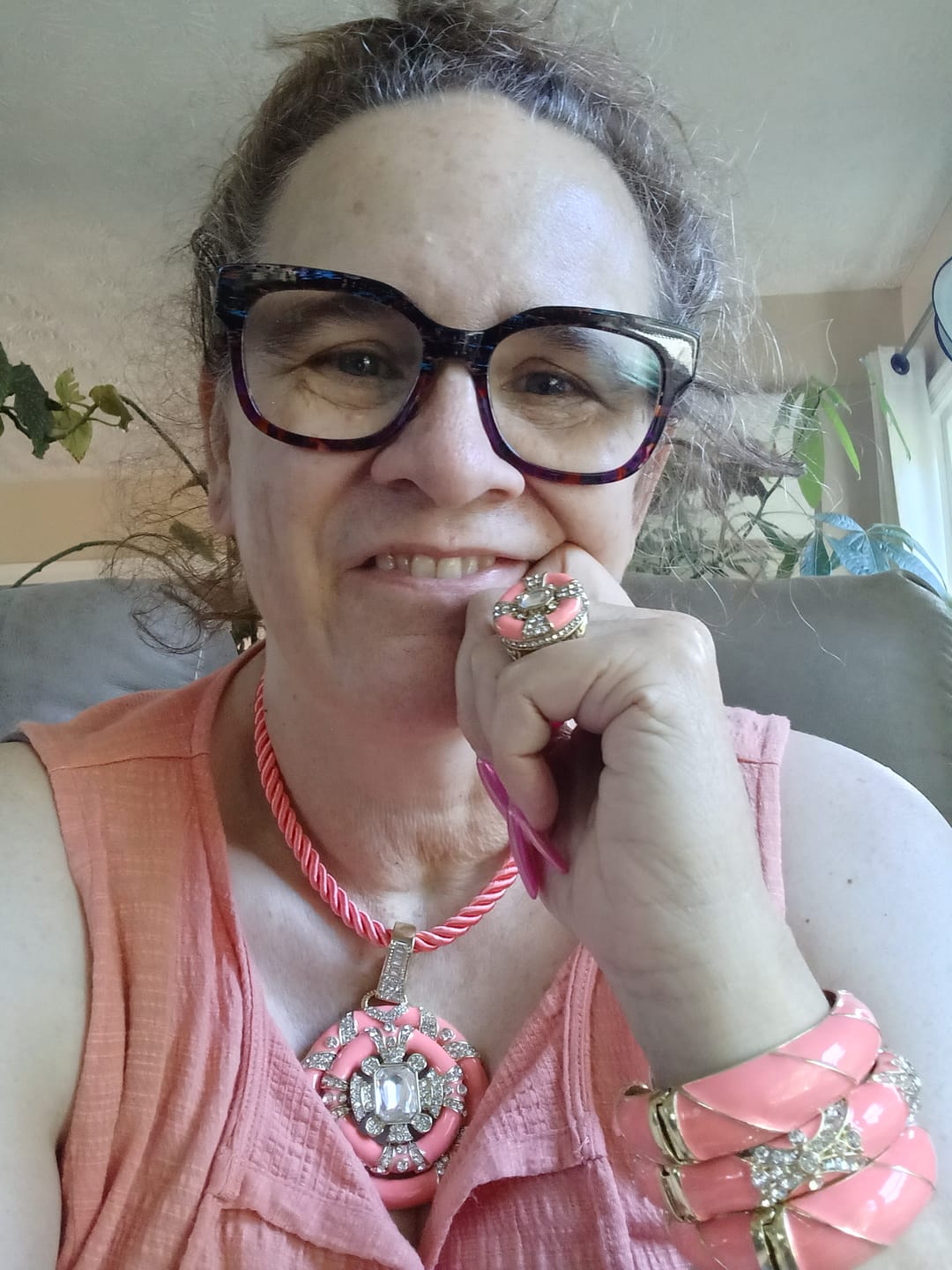 Customer photo review of HEIDI DAUS® "Newport Chic Grande" Crystal & Enamel Cord Enhancer Deco Necklace