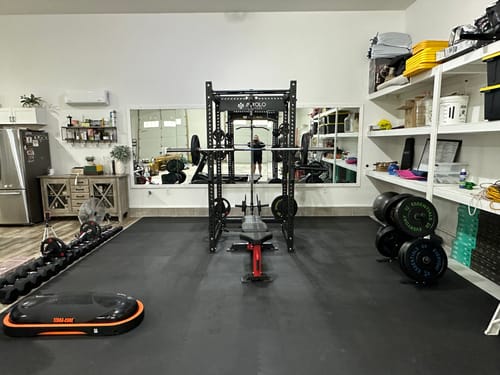Customer photo review of P5 Four Post Power Rack Builder(3‘’×3‘’, 1" Holes, 90‘’H x 44‘’D)