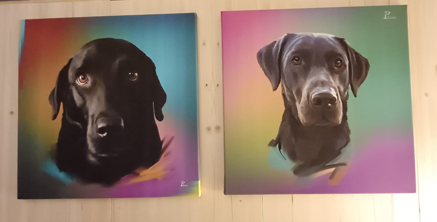 Customer photo review of Handgemaltes Haustierportrait auf Premium Leinwand im Ink Stil