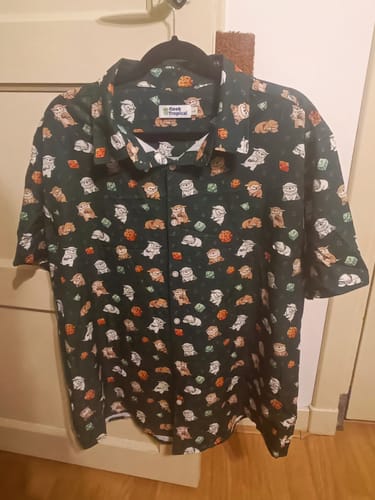 Customer photo review of Dnd Owlbears Button Up Shirt