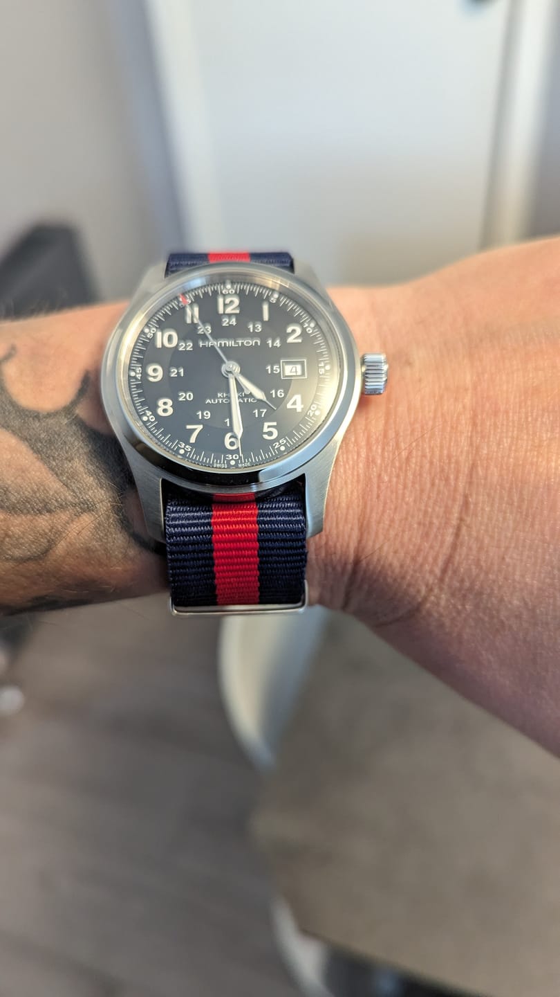Customer photo review of Classic Military Style Strap - Blue & Red Guards Regiment and Household Cavalry Colours