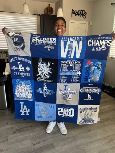 T-shirt quilt featuring los angeles dodgers by Denise from NV