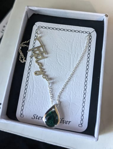 Customer photo review of Birthstone Name Necklace