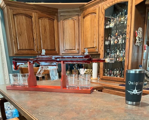 Customer photo review of AR-15 Glass Decanter with Constitution Whiskey Glasses