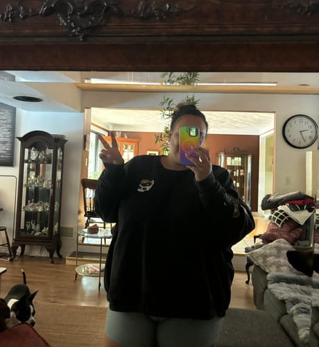 Customer photo review of Embrace the Existential Dread Crewneck