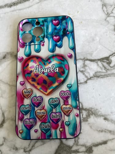 Customer photo review of Personalized Coloful Sweet Heart Dripping Background Phone Case