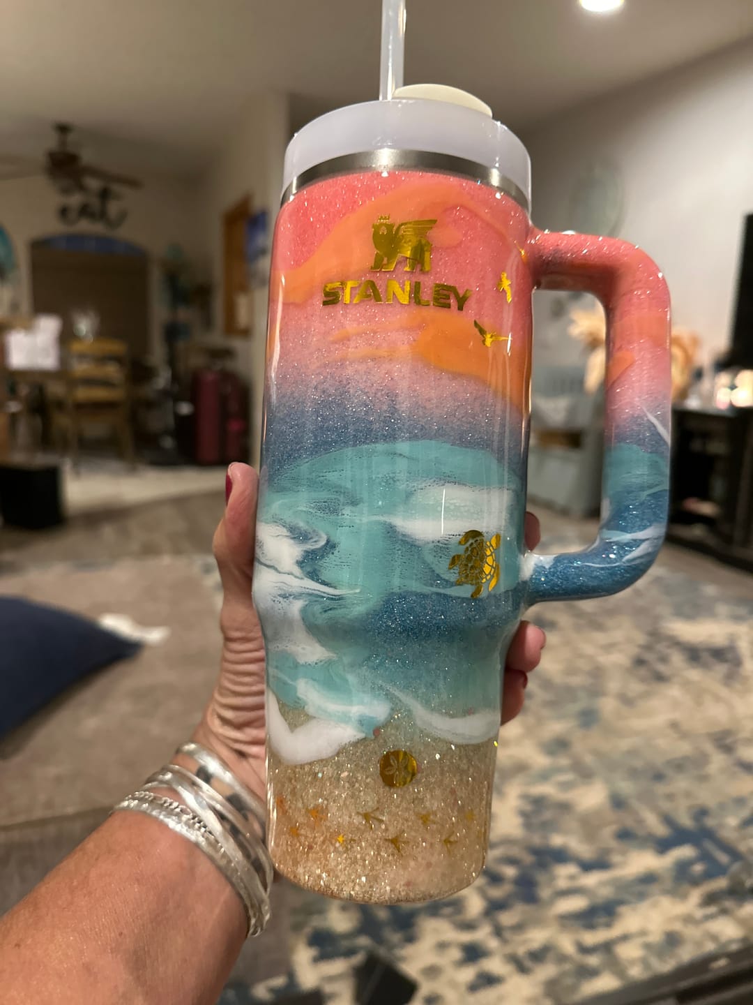 Customer photo review of PRESALE Glitter Beach Stanley 30oz