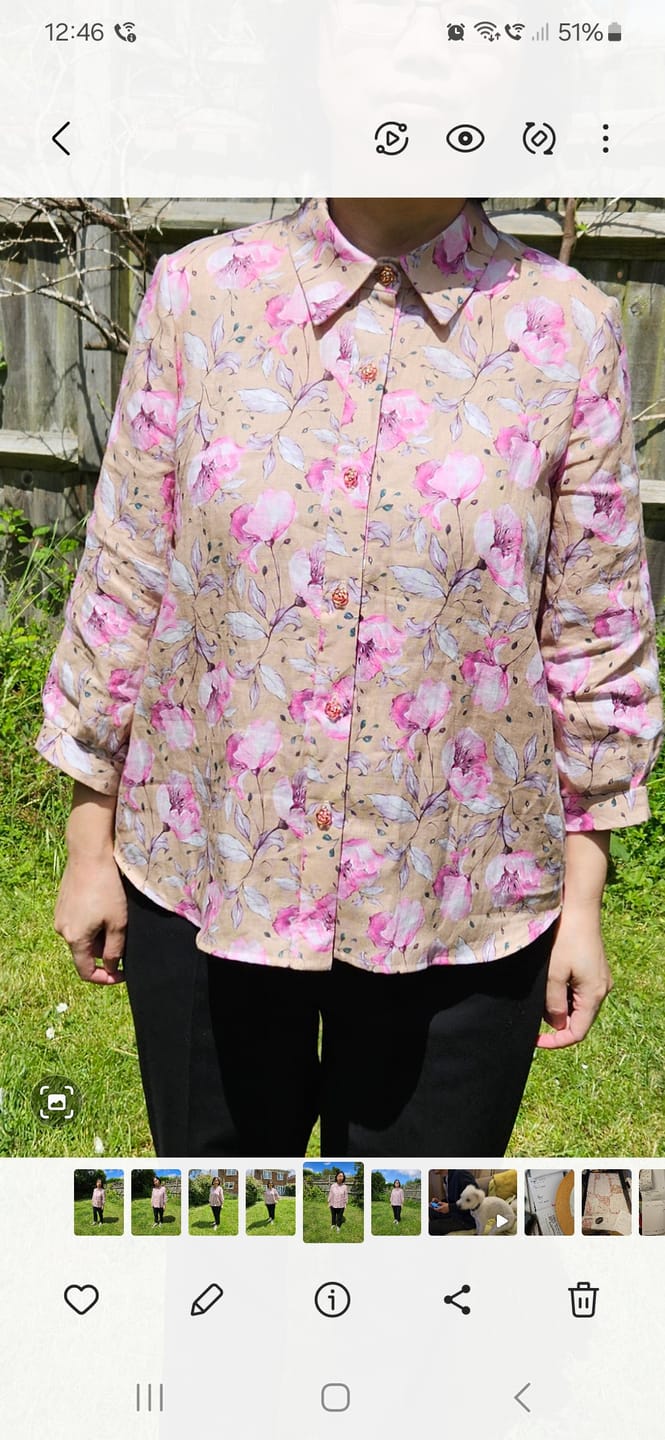 Customer photo review of Pink Floral Linen Viscose Fabric