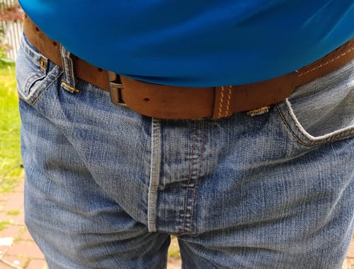 Customer photo review of Brown Arrow Patterned 100% Real Distressed Leather Belt