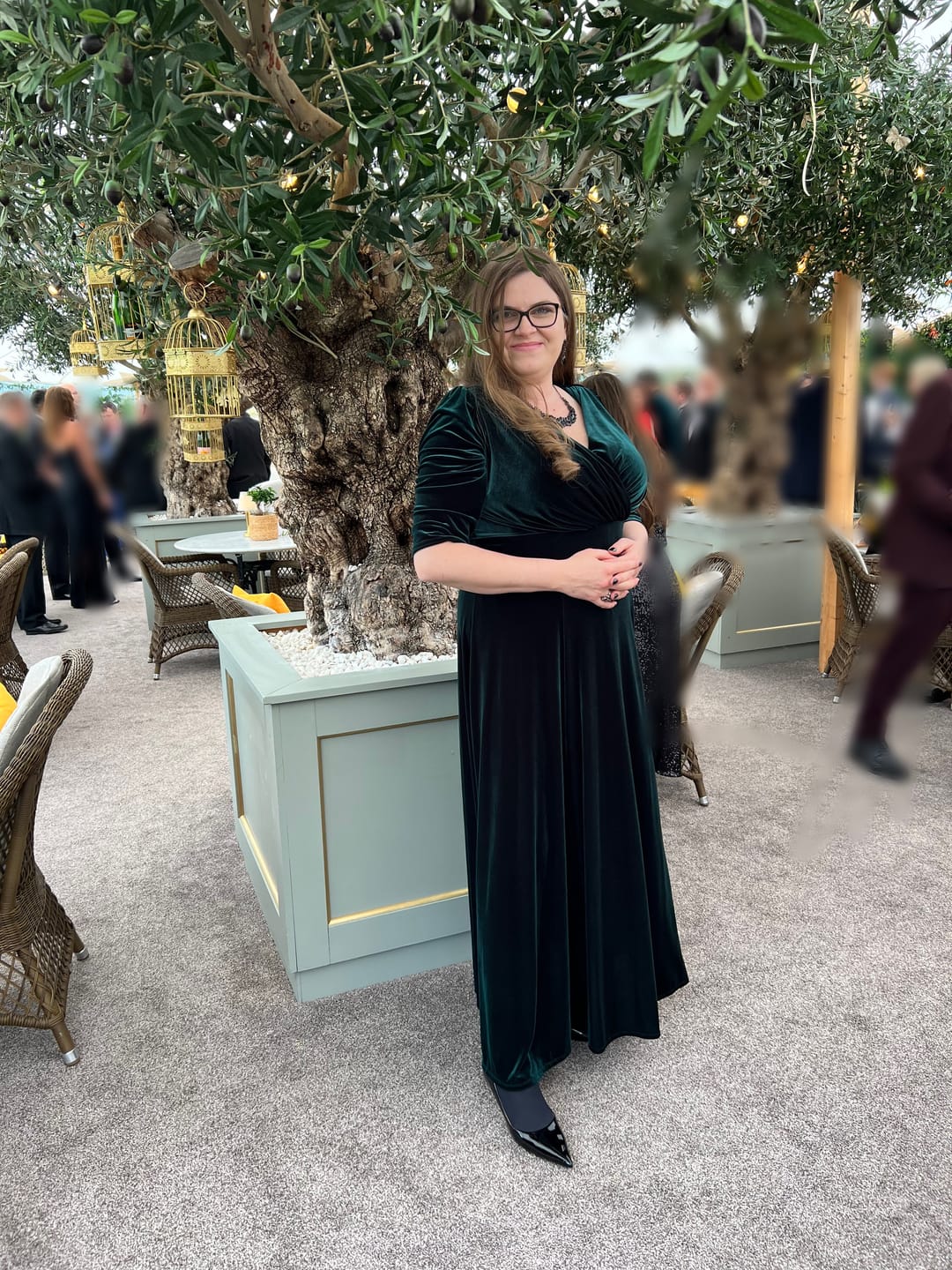 Customer photo review of Verity Elegant Velvet Maxi Gown in Dark Green