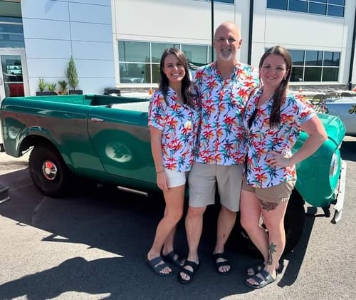 Customer photo review of Electric Palms Hawaiian Shirt