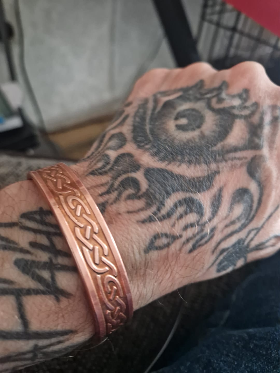 Customer photo review of Celtic Copper Cuff