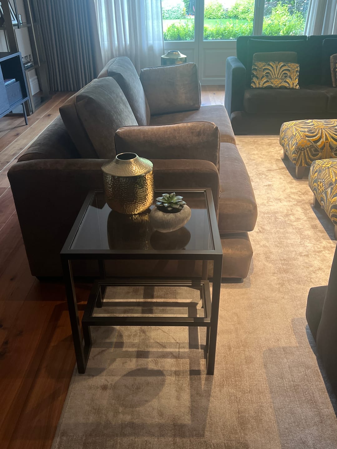 Customer photo review of Hudson Glass Metal Side Table - Dark Bronze