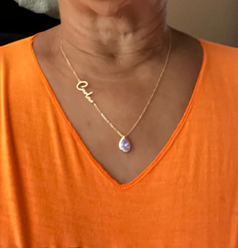 Customer photo review of Birthstone Name Necklace