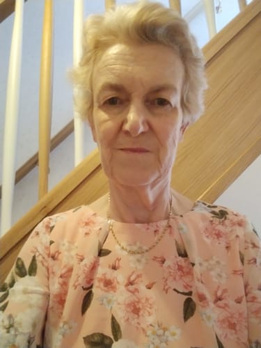 Customer photo review of Jolie Moi Mabilie Chiffon Maxi Dress, Blue Floral