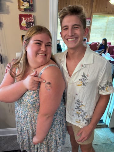 Customer photo review of Custom Photo Face Temporary Tattoo