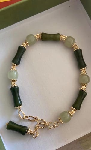 Customer photo review of Natural Green Jade Protection Bamboo Bracelet