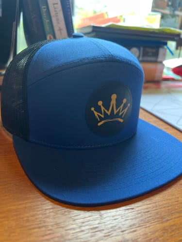 Customer photo review of Flat Bill Seven-Panel Leather Patch Hat - Richardson 168