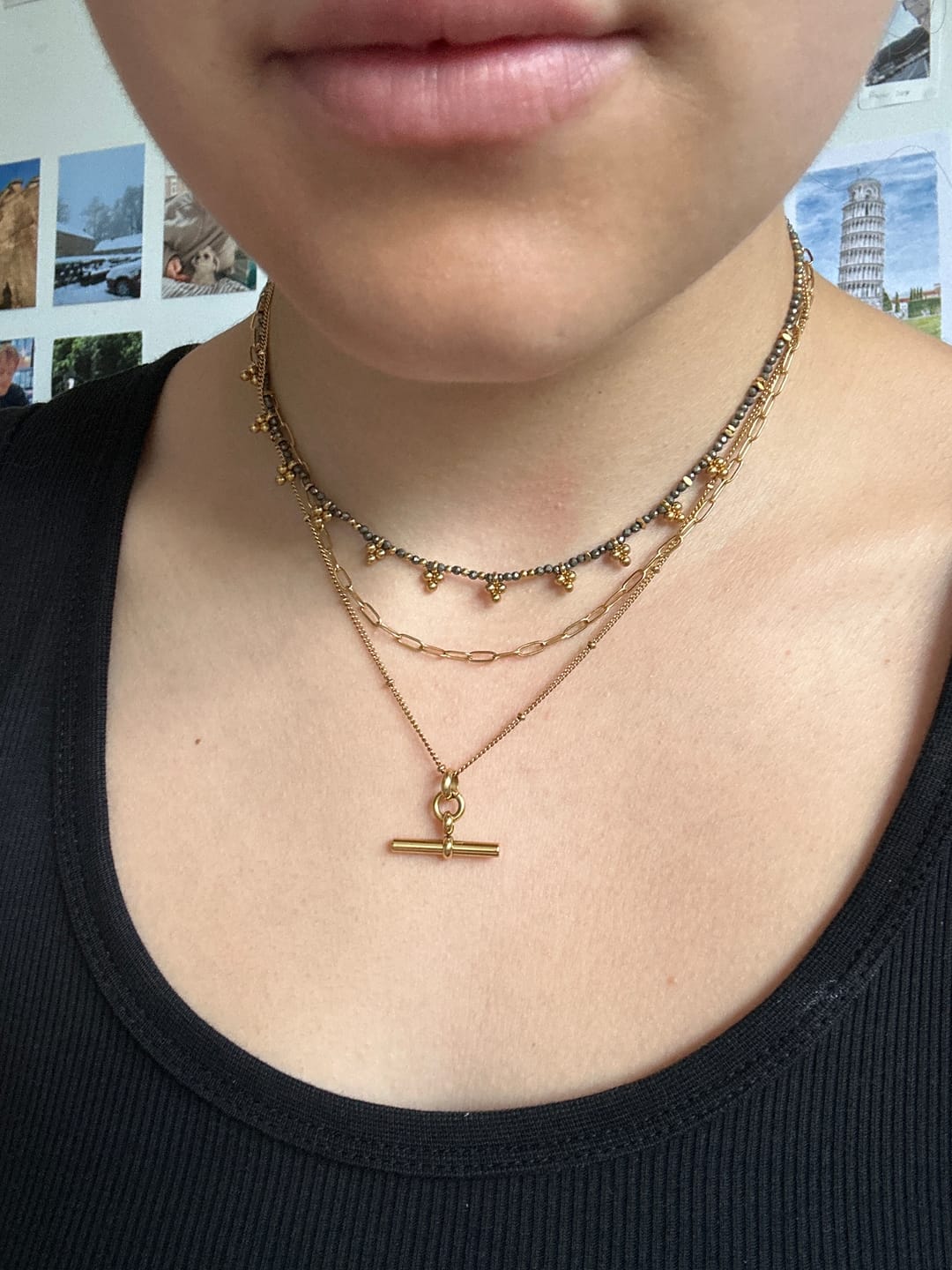 Customer photo review of The Piha T-Bar Necklace