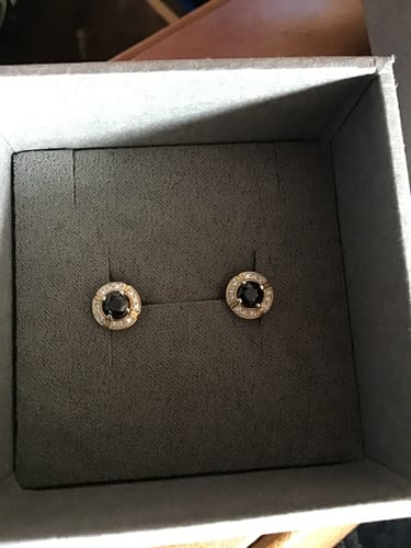Customer photo review of Sapphire & Diamond Stud Earrings in 9ct Yellow Gold