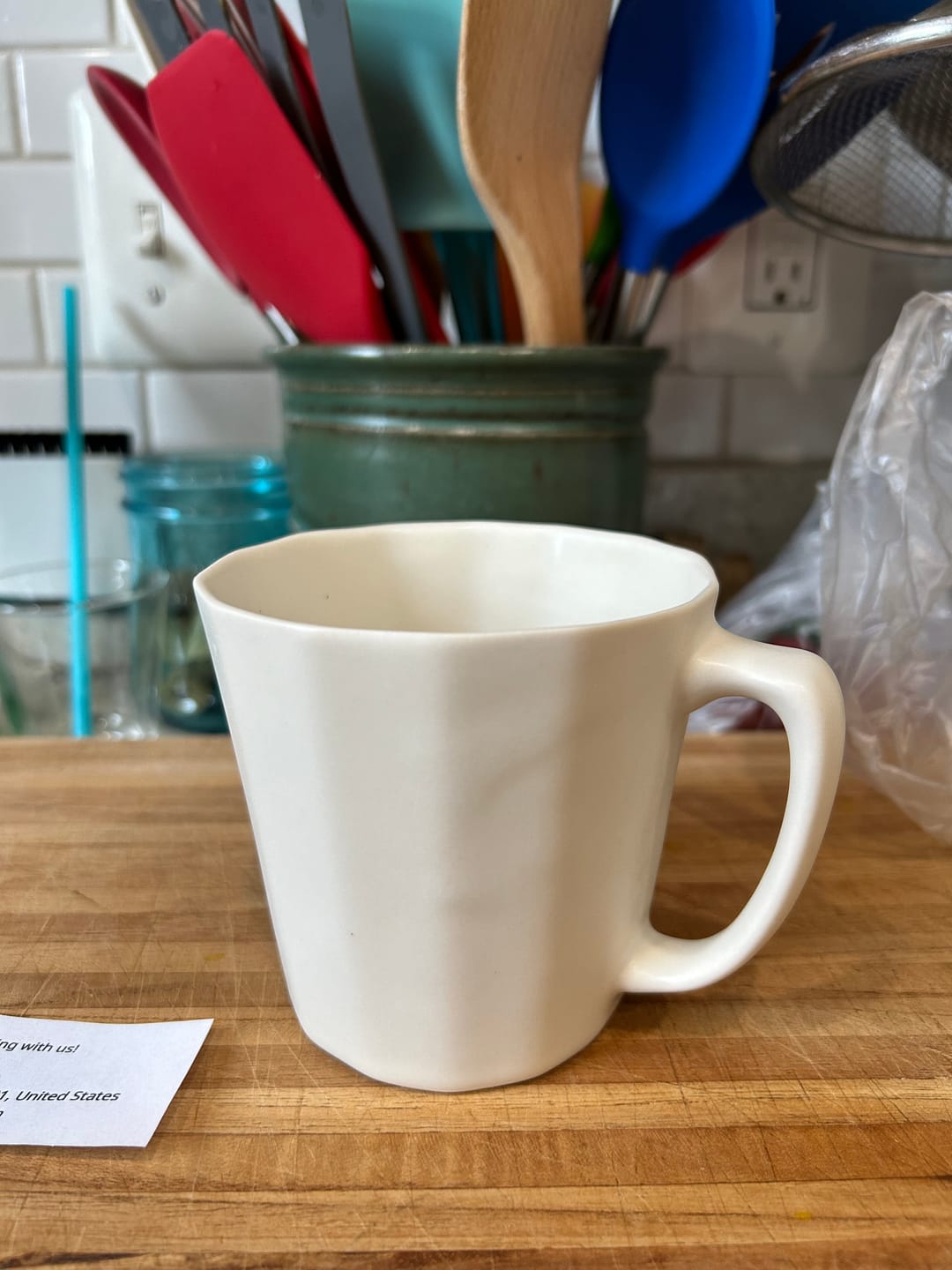 Customer photo review of Monday Mug - Handmade Porcelain Coffee Cup