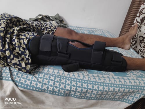 Customer photo review of Knee Stabler - Long (22" Brace) |Ideal firm Knee support that limits knee motion & stabilizes the knee with mediolateral metal supports | Color - Black