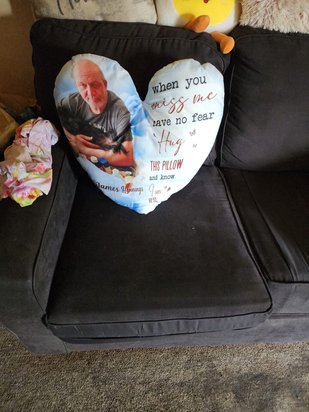 Customer photo review of Memorial Gift - When You Miss Me Have No Fear Hug This Pillow - Personalized Photo Pillow