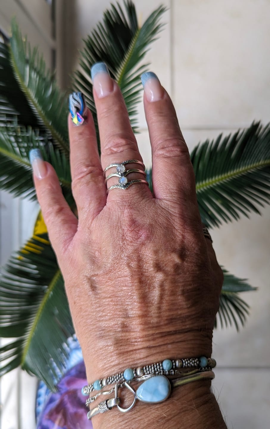 Customer photo review of Triple Chevron Boho Ring with Moonstone Sterling Silver