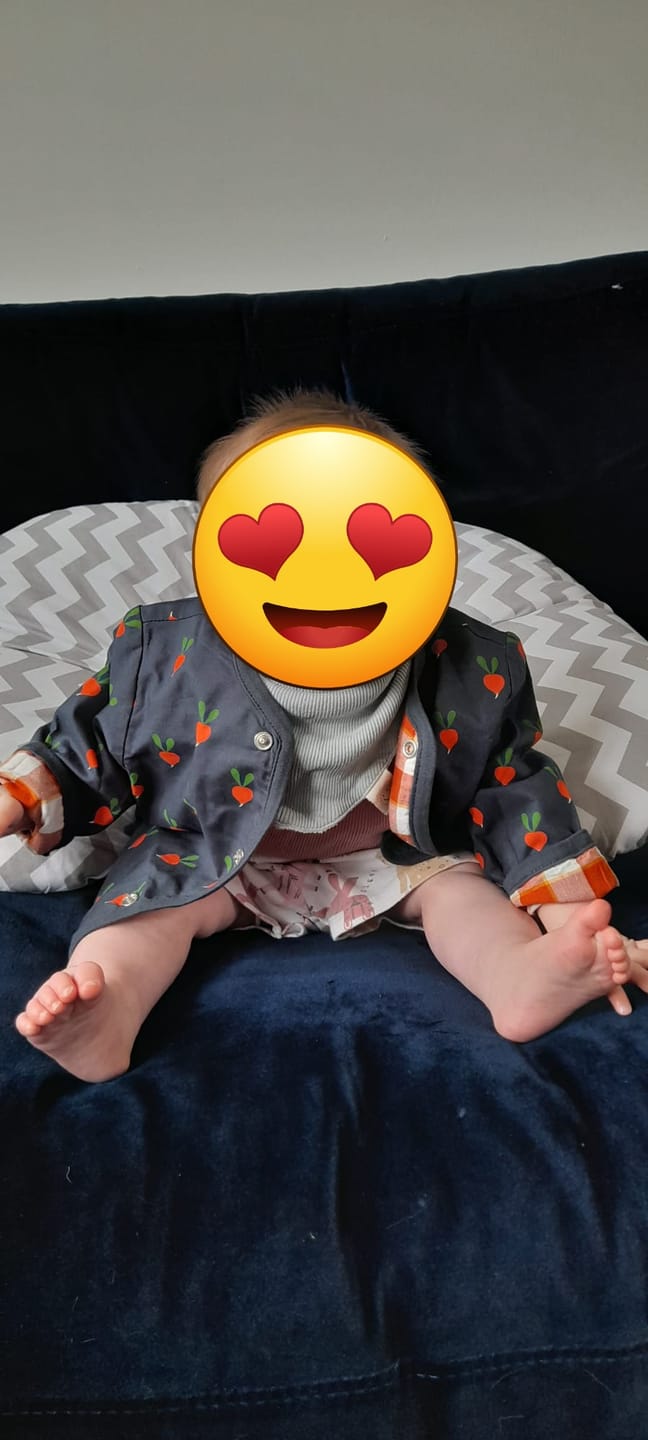 Customer photo review of Radical Radish Collarless Reversible Spring Jacket