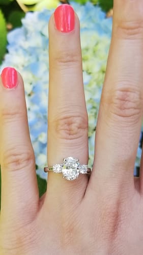 Customer photo review of 3-Stone 1.8ct Oval CZ Ring in Sterling Silver