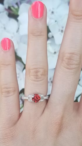 Customer photo review of Vintage Inspired Art Deco Red CZ Ring in Sterling Silver
